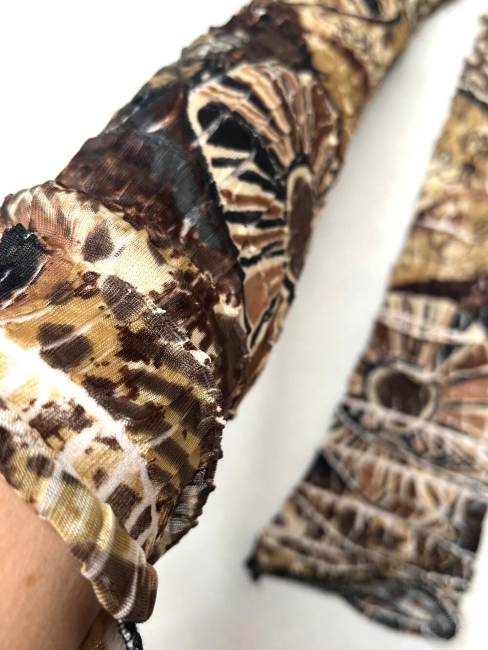 Brown Mummy Arm Warmers Womens Bandage Gloves Apocalypse Leopard Ankara Fabric - Picture 7 of 8